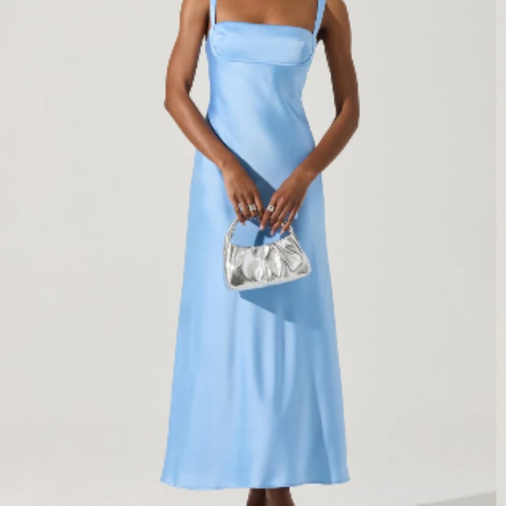 ASTR The Label Stacie Satin Maxi Dress - Light Blue